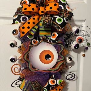 Halloween Eyeball Wreath with Bow